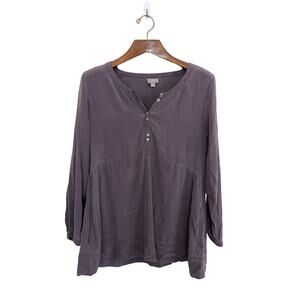 J. Jill 100% Silk Dusty Purple Peasant Blouse Tunic Women’s Size Medium Petite